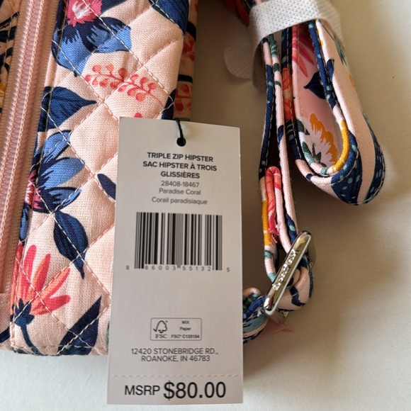NEW Vera Bradley Triple Zip Hipster crossbody pocketbook - Paradise Coral - Picture 3 of 10